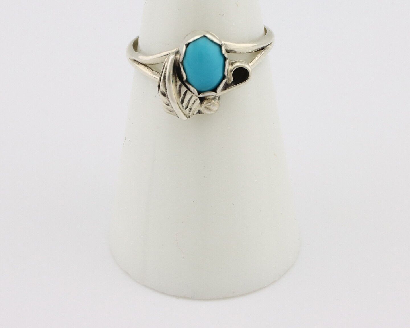 Navajo Ring .925 Silver Sleeping Beauty Turquoise Native American Artist C.80's
