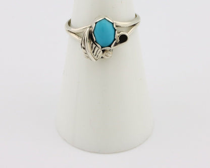 Navajo Ring .925 Silver Sleeping Beauty Turquoise Native American Artist C.80's