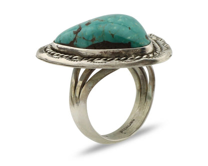 Navajo Ring .925 Silver Natural Blue Turquoise Signed Lee Bennett C.80's