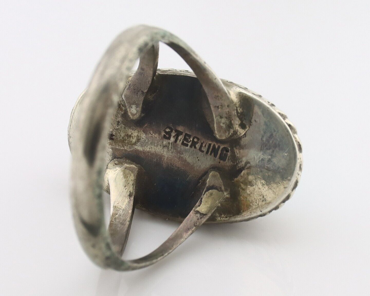 Navajo Ring .925 Silver Natural Kingman Turquoise Native American Artist C.80's