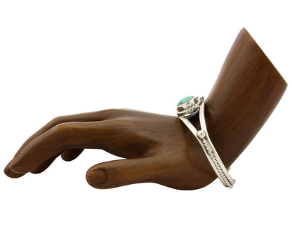 Navajo Bracelet .925 Silver Turquoise Mountain Signed Calvin Peterson C.80's