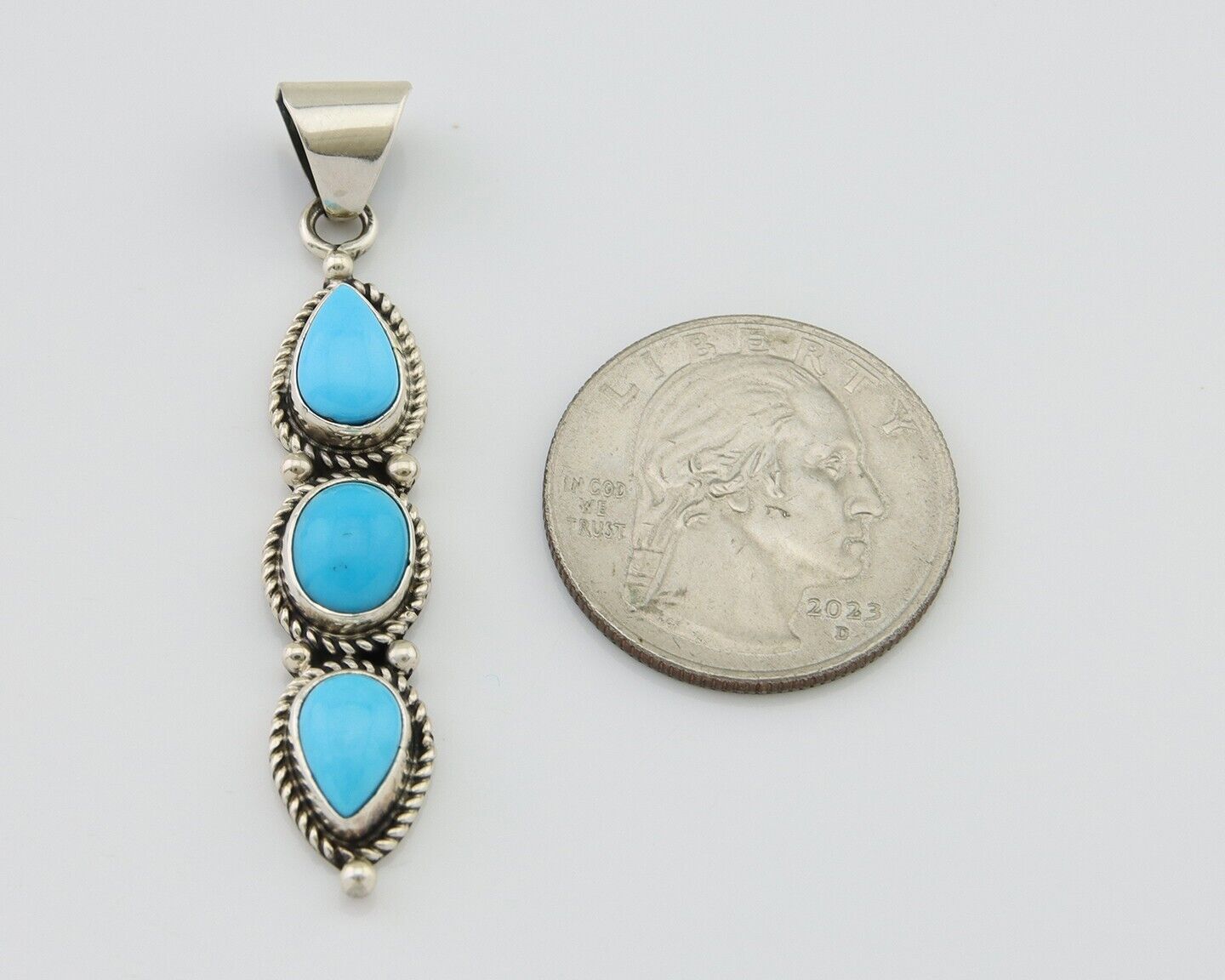 Navajo Necklace 925 Silver Natural Turquoise Artist Kathllen Chavez C.80's