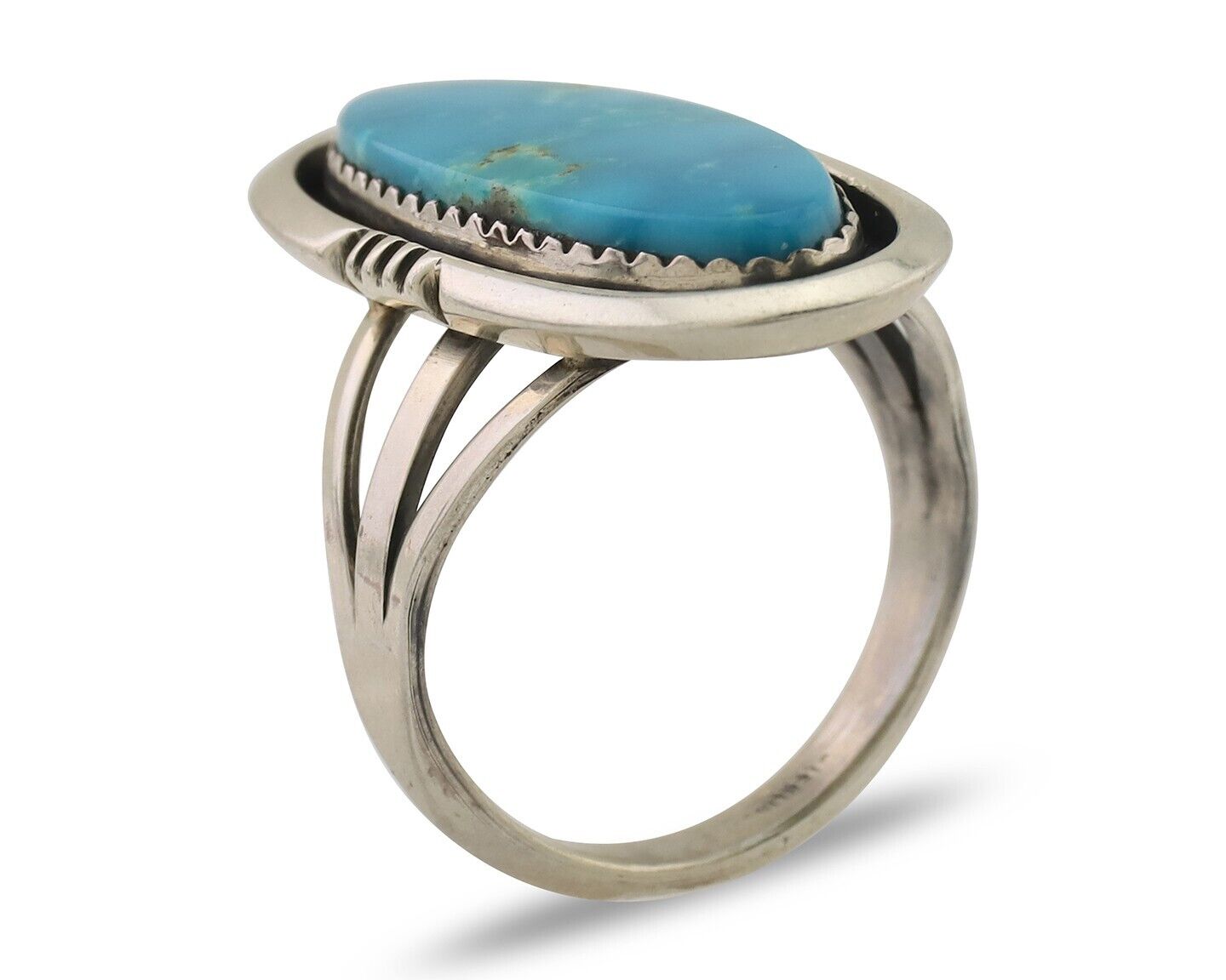 Navajo Ring 925 Silver Natural Blue Turquoise Native American Artist C.80's