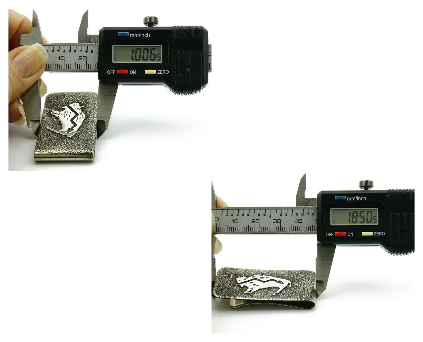 Navajo Money Clip .925 Silver & Nickle Hand Stamped Artist RB C.80's-90's