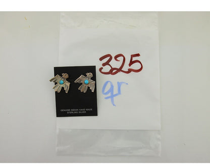 Navajo Thunderbird Earrings 925 Silver Natural Turquoise Native Artist C.80's