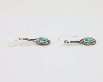 Navajo Dangle Earrings 925 Silver Natural Turquoise Native American Artist C.80s
