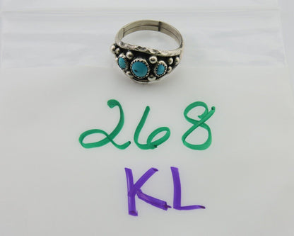 Navajo Ring 925 Silver Natural Blue Turquoise Native Artist Signed SC C.80's
