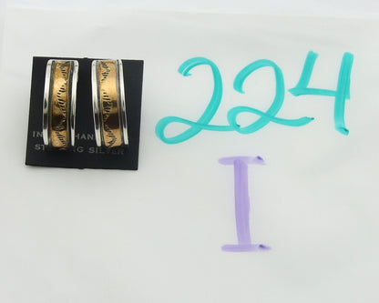 Navajo Hoop Earrings 925 Silver & Gold Artist Signed Randall Endito C.80's