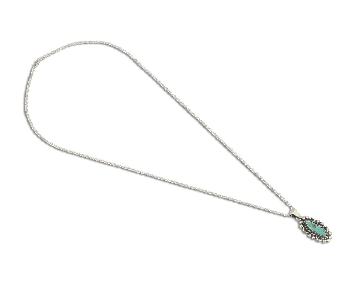 Navajo Necklace 925 Silver Natural Turquoise Native American Artist C.80's
