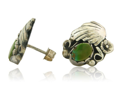 Navajo Earrings 925 Silver Royston Turquoise Native American Artist C.80's