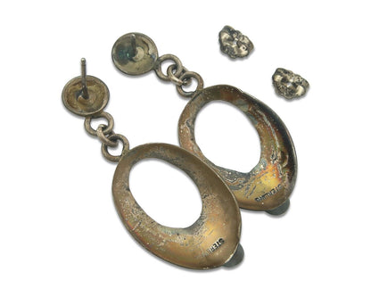 Navajo Earrings 925 Silver Natural Turquoise Native American Artist C80s