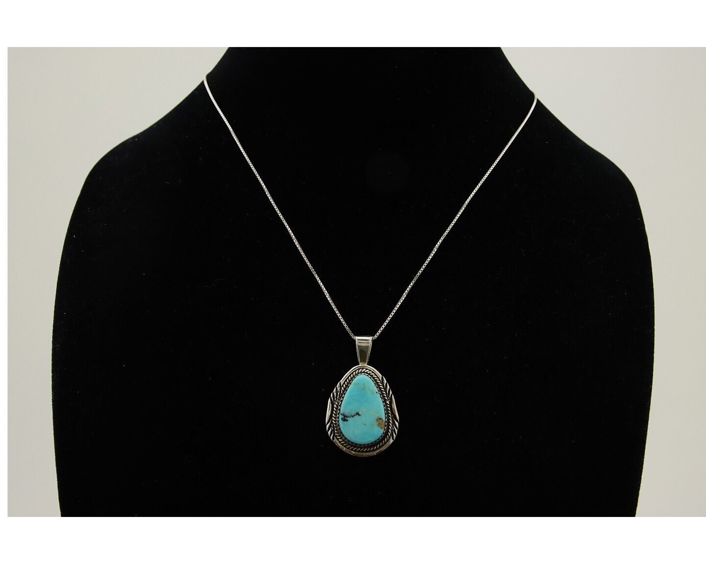 Navajo Necklace 925 Silver Natural Turquoise Artist Signed Mike Begay C.80's