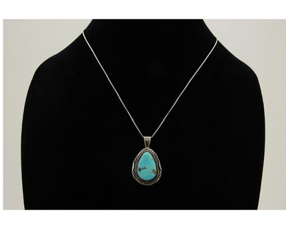 Navajo Necklace 925 Silver Natural Turquoise Artist Signed Mike Begay C.80's
