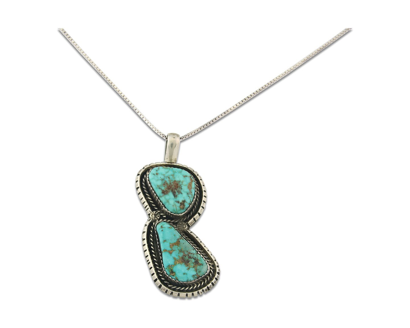 Navajo Sterling Silver Necklace Authentic Turquoise Vintage Signed Tom Willeto