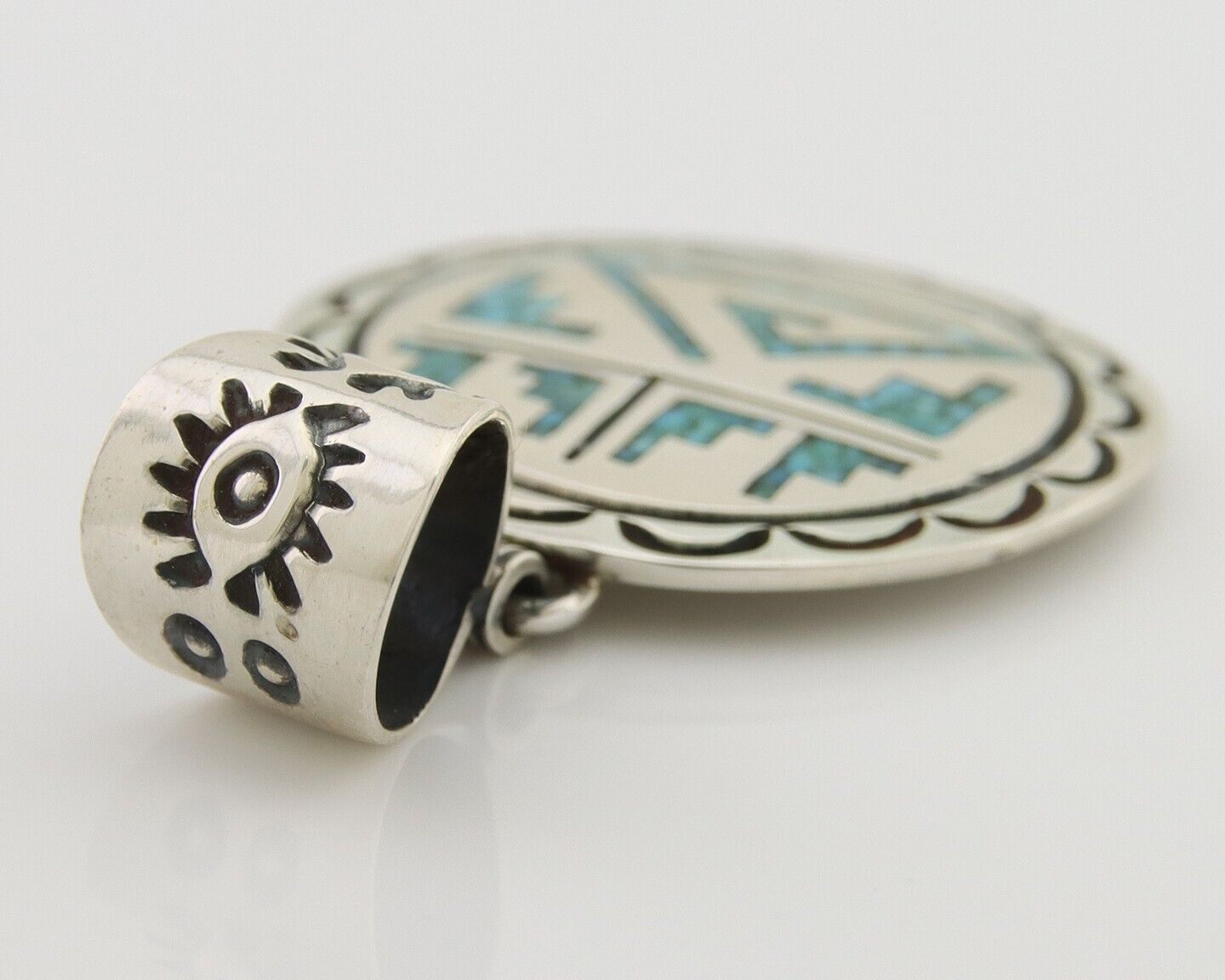 Navajo Necklace 925 Silver Natural Turquoise Artist Signed Stanley Bain C.80's