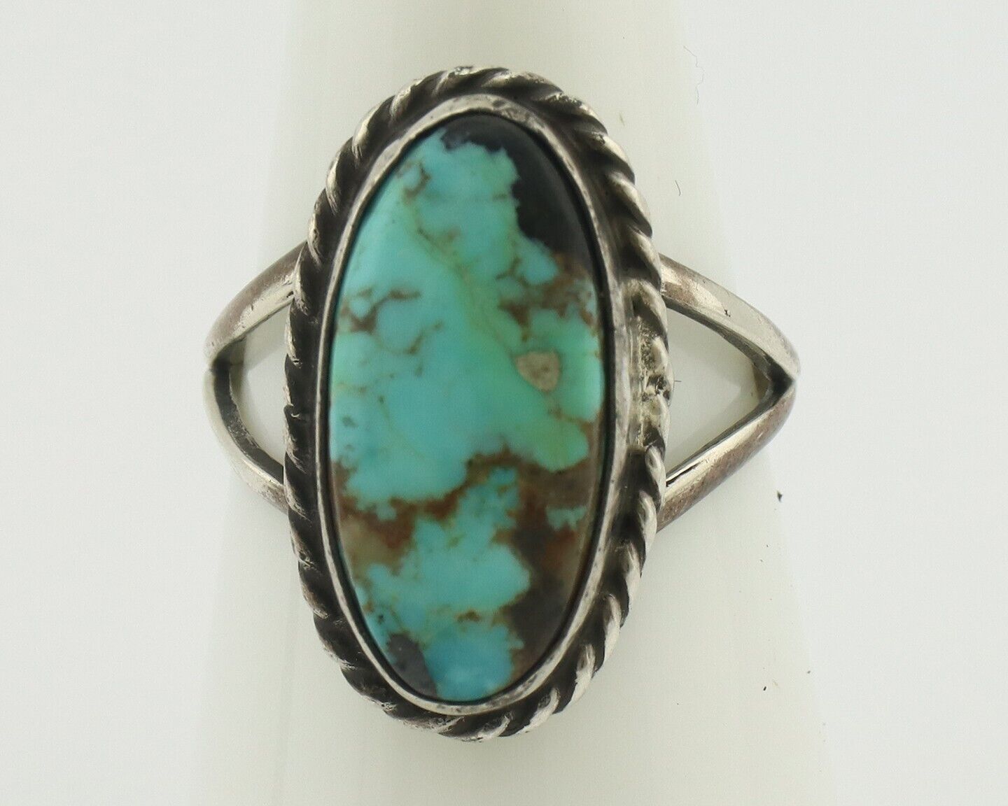 Navajo Ring 925 Silver Natural Blue Turquoise Native American Signed C.80's