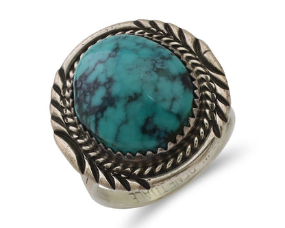 Navajo Ring 925 Silver Turquoise Signed William Denetdale Artist Sz 7.25 C.80's