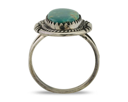 Navajo Ring 925 Silver Natural Blue Turquoise Artist Signed M BEGAY C.80's
