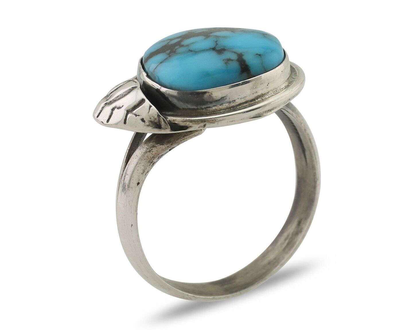 Navajo Ring 925 Silver Blue Gem Turquoise Native Artist Signed G.C. 01 C.80's