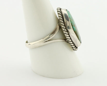 Navajo Ring 925 Silver Natural Turquoise Artist Signed Rabbit Stick C.80's