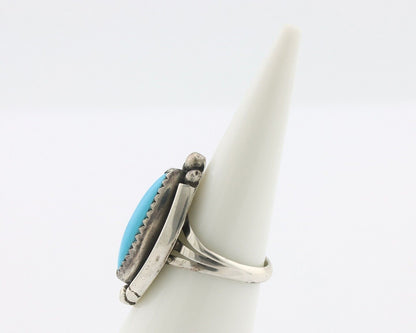 Navajo Ring .925 Silver Sleeping Beauty Turquoise Signed SkyStone Creations C80s