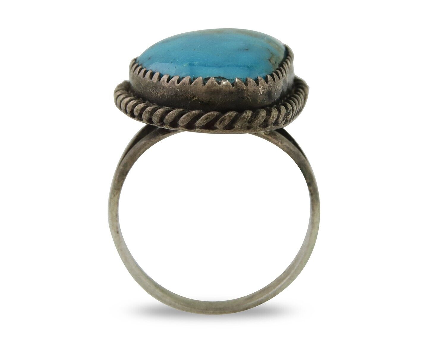 Navajo Ring 925 Silver Blue Turquoise Native American Artist C.80's