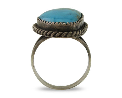 Navajo Ring 925 Silver Blue Turquoise Native American Artist C.80's