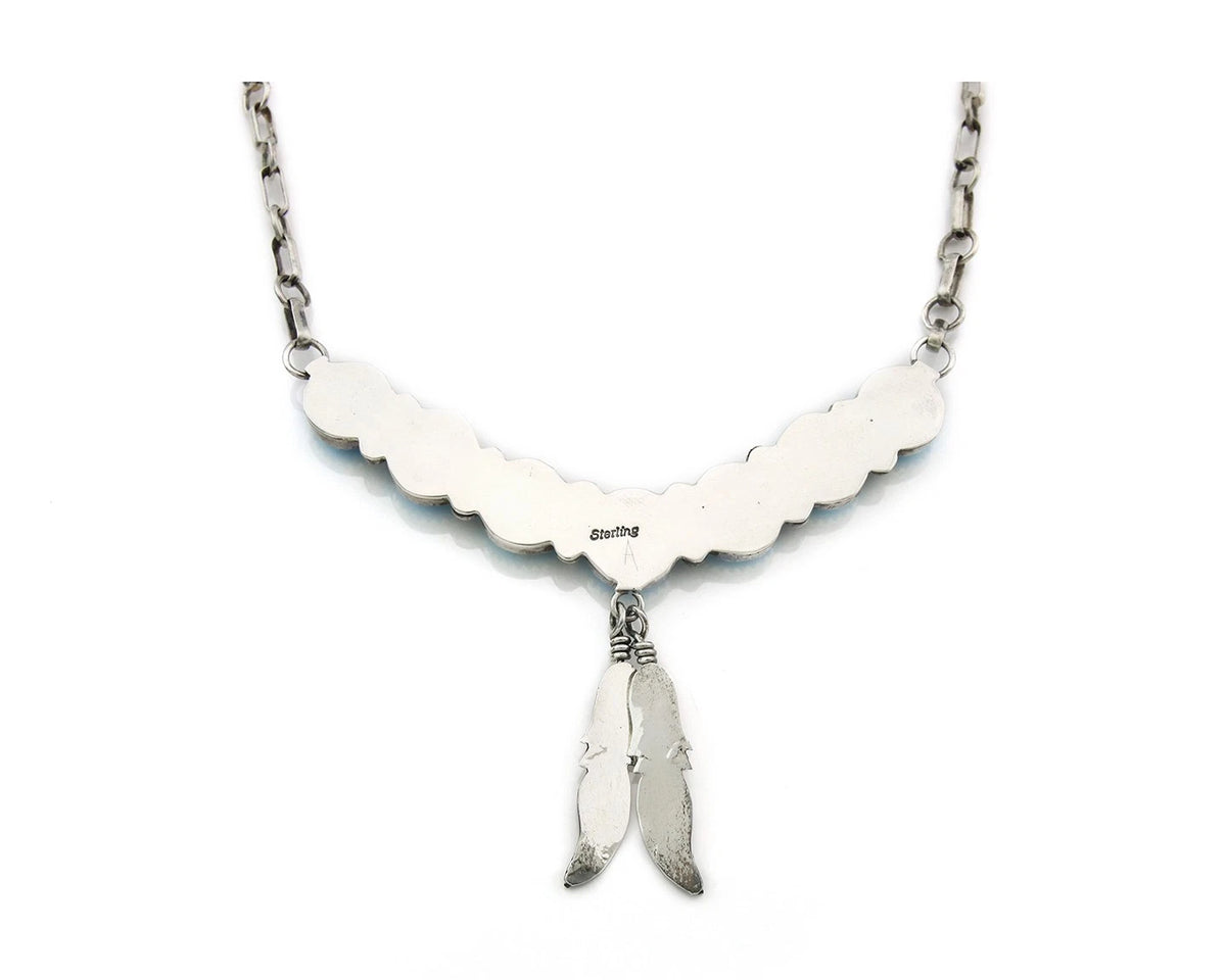 Navajo Necklace 925 Sterling Silver Natural Turquoise Vintage Handmade C.80's