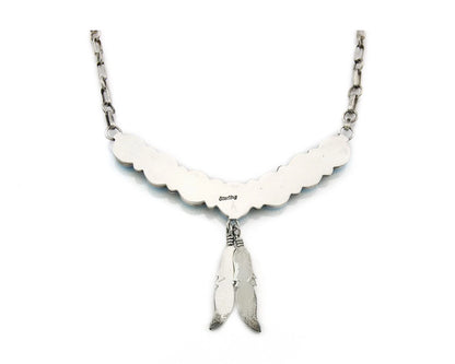 Navajo Necklace 925 Sterling Silver Natural Turquoise Vintage Handmade C.80's