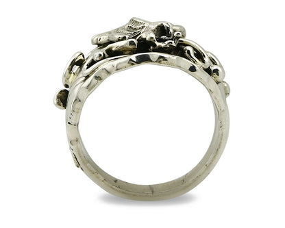 Navajo Eagle Ring .925 SOLID Silver & 12k GF Handmade Signed Artist S Circa 1980