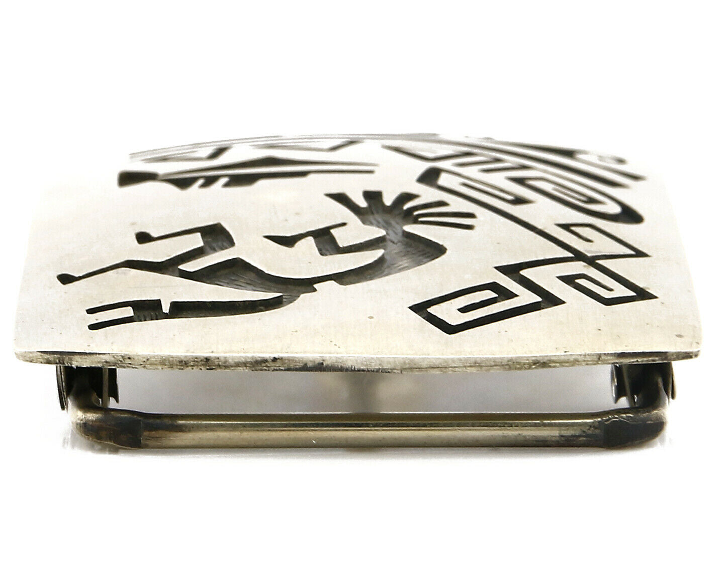 Navajo Belt Buckle .925 SOLID Sterling Silver Handmade Overlay Circa 1980's