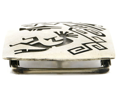 Navajo Belt Buckle .925 SOLID Sterling Silver Handmade Overlay Circa 1980's