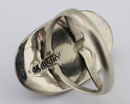Navajo Ring 925 Silver Natural Blue Turquoise Artist Signed M BEGAY C.80's