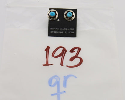 Navajo Handmade Earrings 925 Silver Natural Turquoise Native Artist C.80's