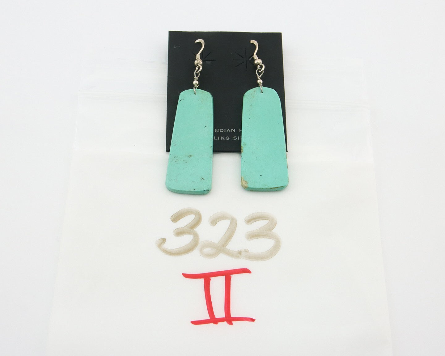 Santo Domingo Earrings 925 Silver Natural Turquoise Native American Artist C80s