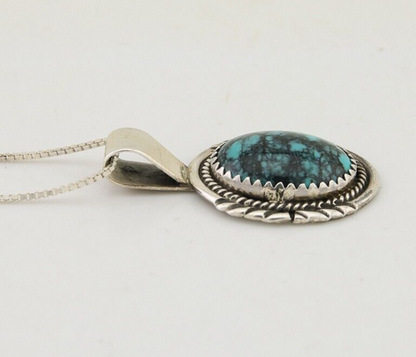 Navajo Necklace 925 Silver Natural Blue Turquoise Artist Signed Begay C.80s