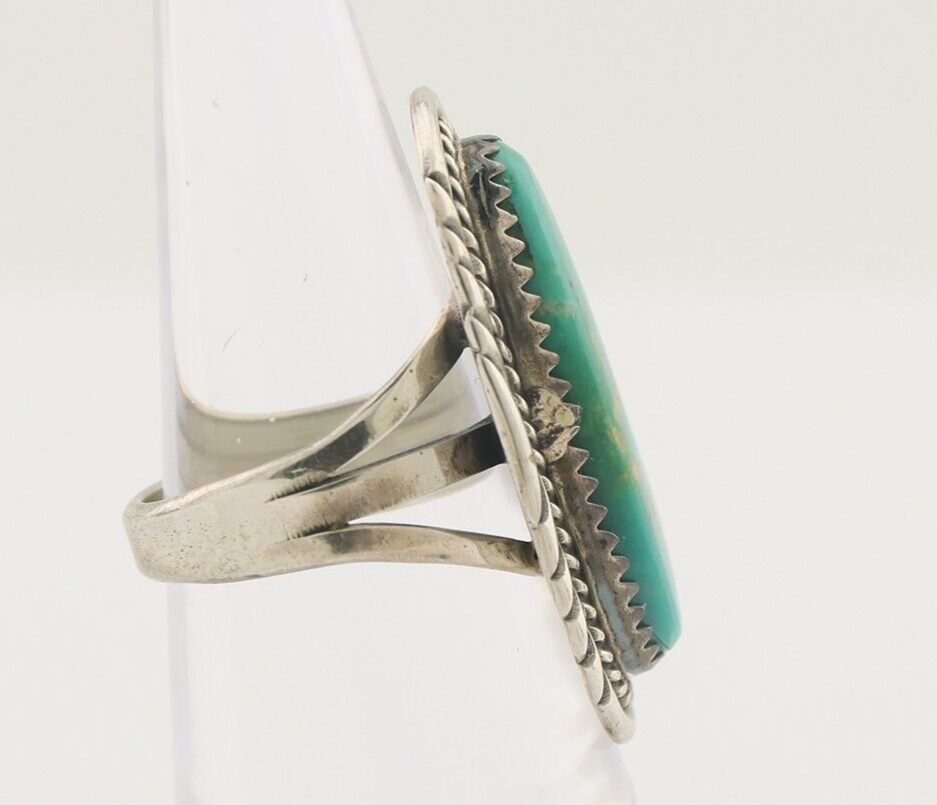 Navajo Ring 925 Silver Blue Gem Turquoise Artist Signed W Denetdale C.80's