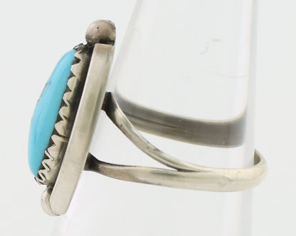 Navajo Ring 925 Silver Sleeping Beauty Turquoise Artist Signed SC C.80's