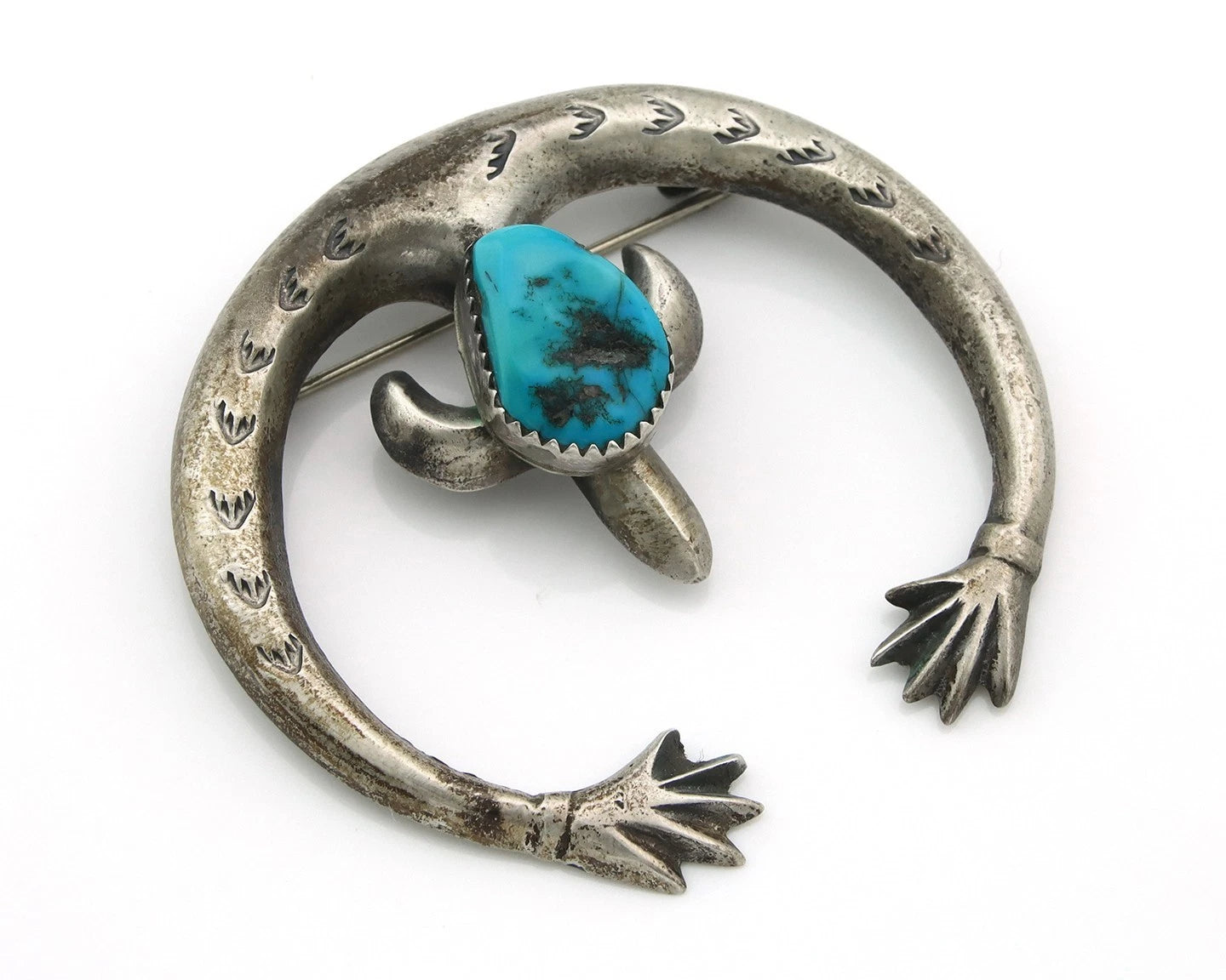 Navajo Handmade Pin Sterling Silver Turquoise Vintage Turpen Pawn Vault