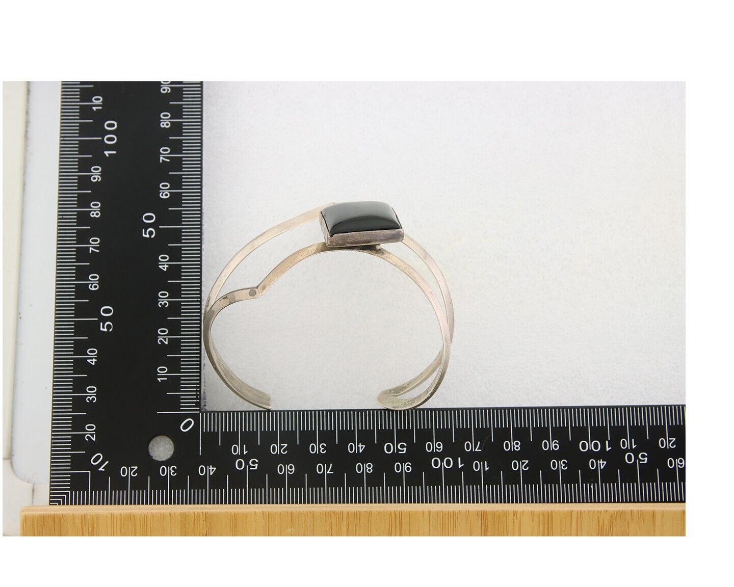 Navajo Bracelet 925 Silver Sand Cast Onyx Cuff Artist Signed D Zachary C.80's