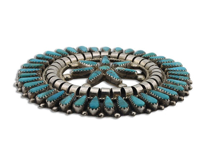 Navajo Pin Pendant .925 Silver Blue Turquoise Signed Tommy Wilson C.80's