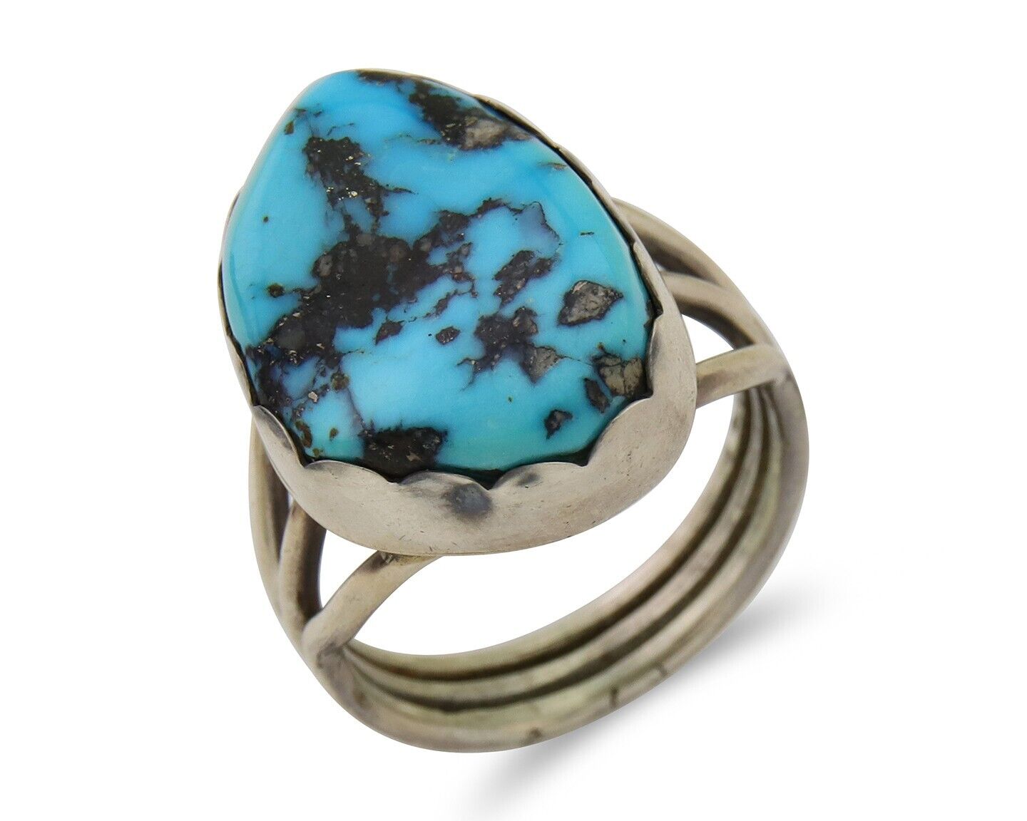 Navajo Ring 925 Sterling Silver Natural Turquoise Signed Tony Guerro C.80's