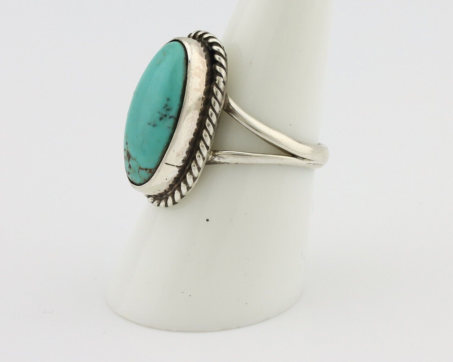 Navajo Ring 925 Silver Kingman Turquoise Native American Artist C.80's