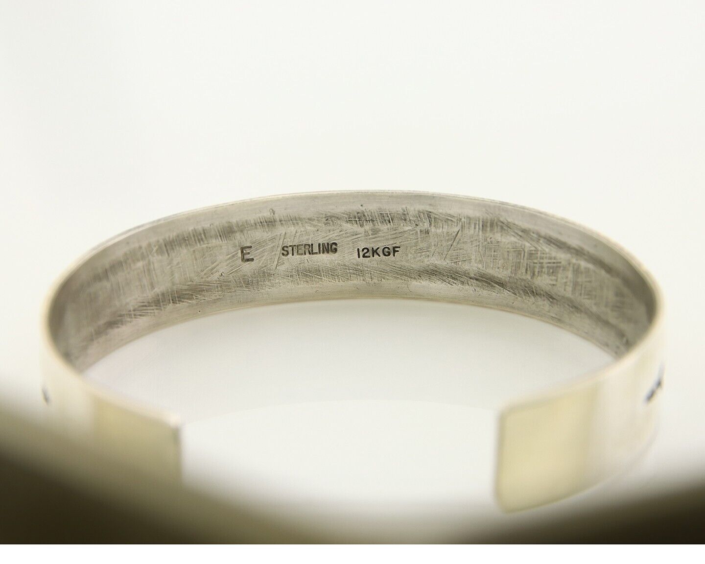 Navajo Bracelet 925 Silver & 12K Gold Cuff Artist Signed Randall Endito C.80's