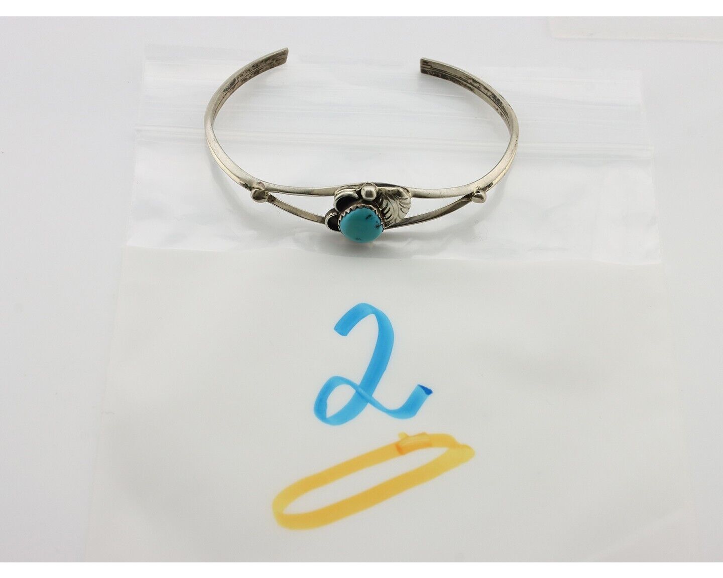 Navajo Handmade Bracelet 925 Silver Natural Blue Turquoise Native American C80s