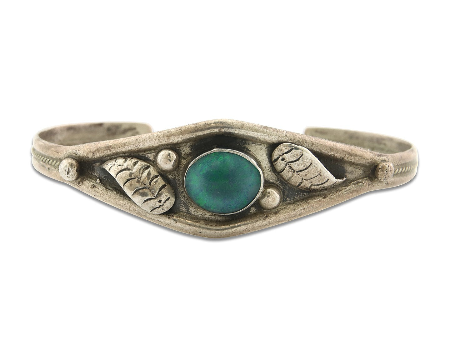 Vintage Navajo Bracelet 925 Silver Opal Handmade Signed GC 01 (The Turtle)