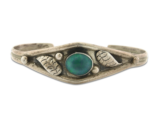 Vintage Navajo Bracelet 925 Silver Opal Handmade Signed GC 01 (The Turtle)