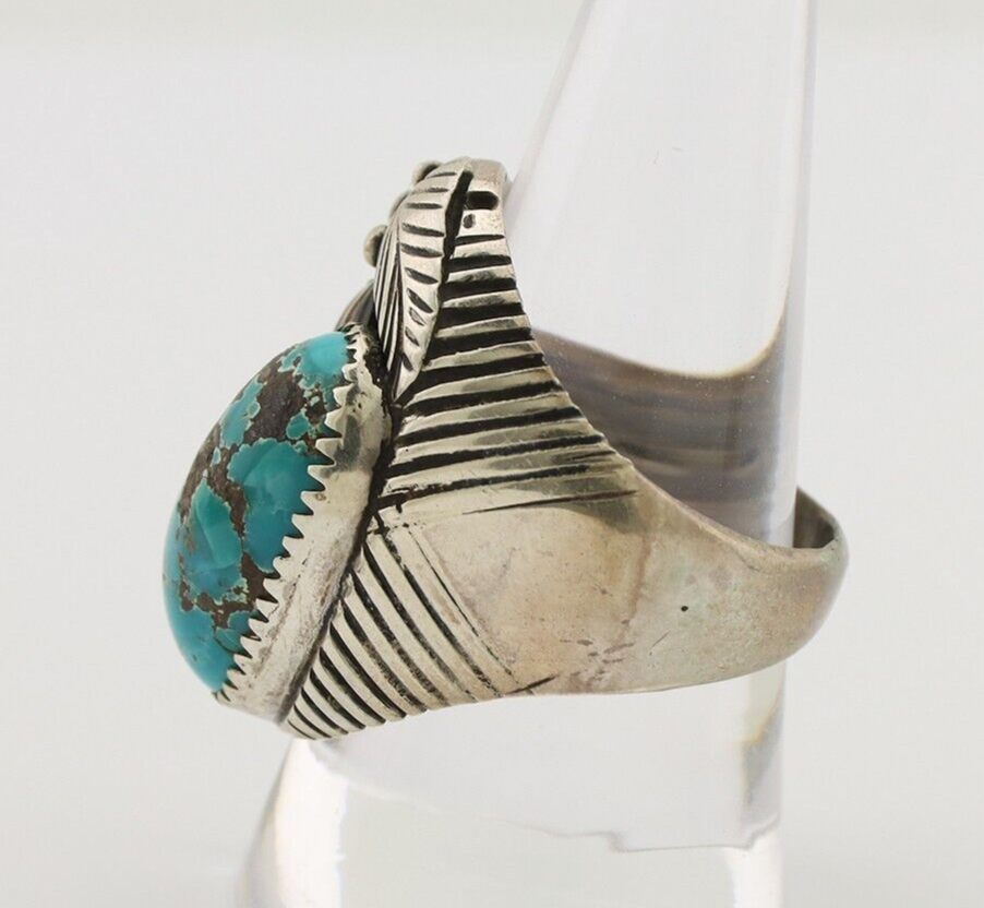 Navajo Ring 925 Silver Turquoise Artist Signed Edison Wadsworth? C.80's