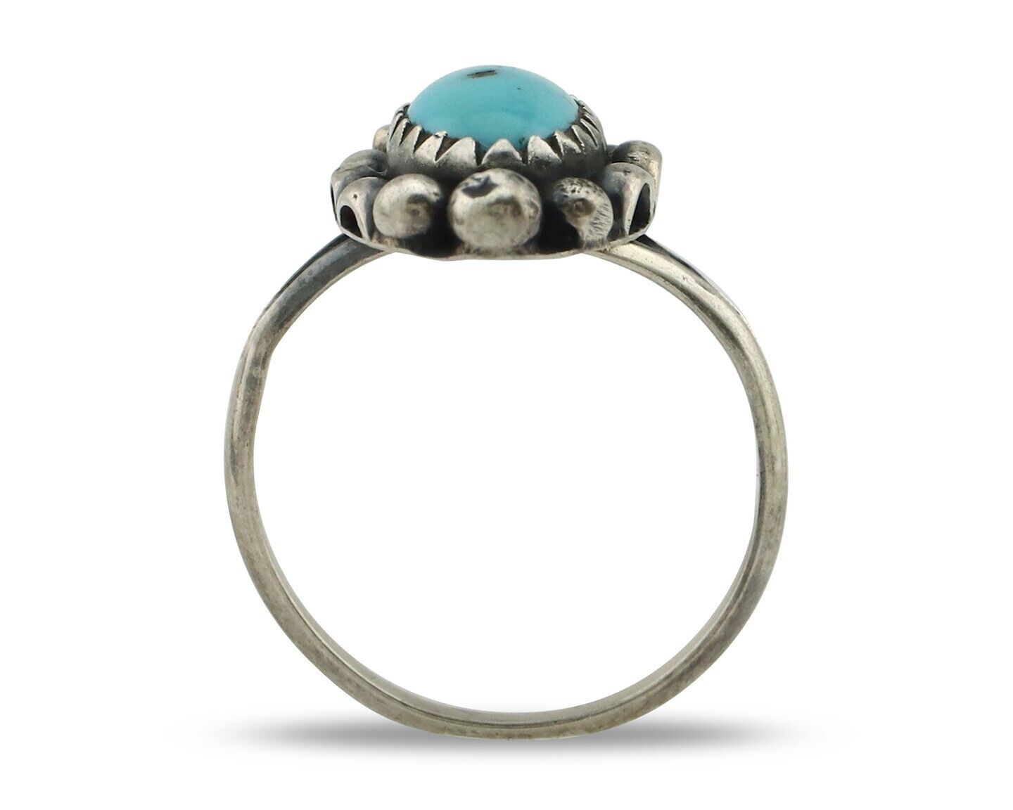 Navajo Ring 925 Silver Sleeping Beauty Turquoise Artist Signed SC C.80's