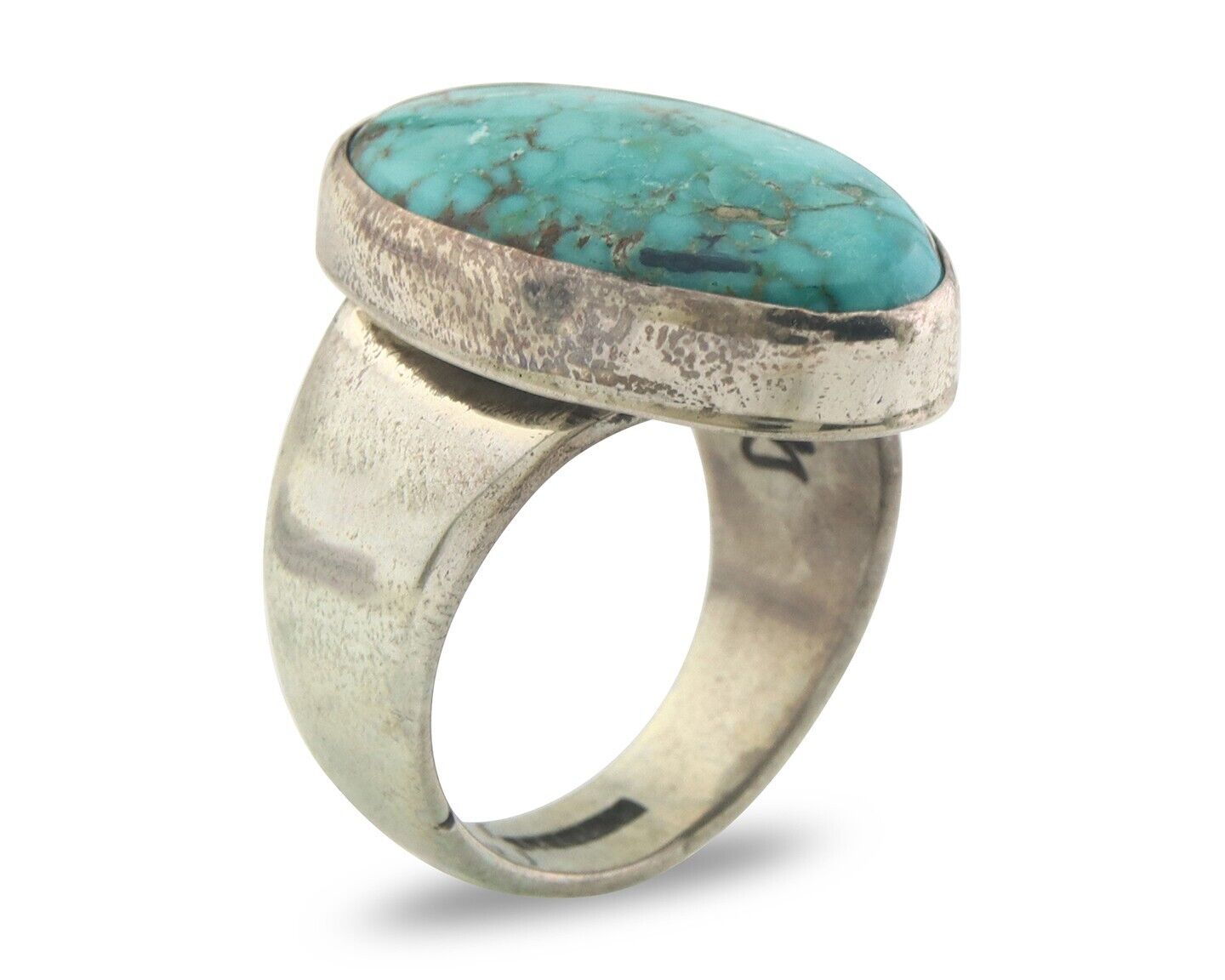 Navajo Ring 925 Sterling Turquoise Handmade Signed M Montoya C.80's Sz 9.0